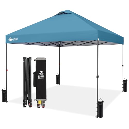 CROWN SHADES 10x10 Pop Up Canopy Tent - Patented Center Lock...
