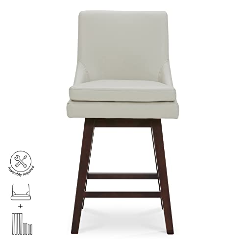 CHITA Counter Height Swivel Barstool with Back Set of 2, Upholstered Faux Leather Swivel Bar Stool, 26.8
