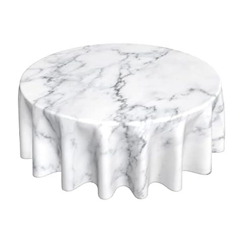 Kawani Rustic White Marble Round Tablecloth Cover