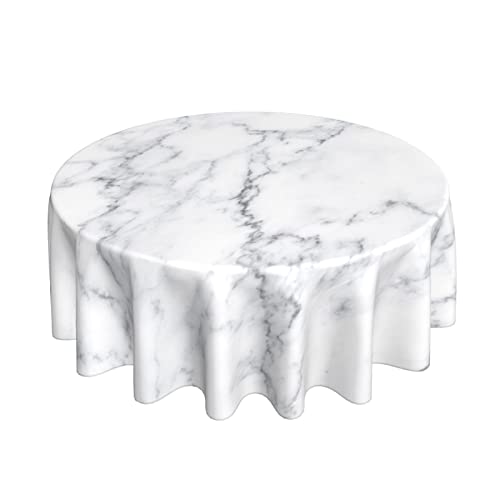 Kawani White Marble Round Tablecloth 60 Inch Ruitic Black And Grey Table Cloth Waterproof Fabric Farmhouse Abstract Tablecloths Decorative For Holiday Party Picnic #TOP16