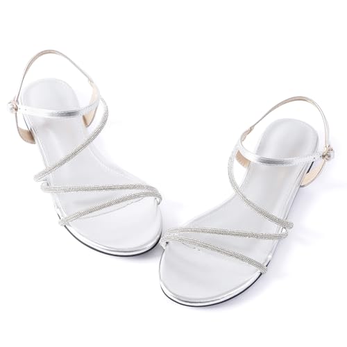 Image of Mtzyoa Women Flat Sandals Dressy Strappy Gladiator Summer Ankle Strap Nude Open Toe Comfortable Wedding Casual Leather Ladies Party Trendy Vacation