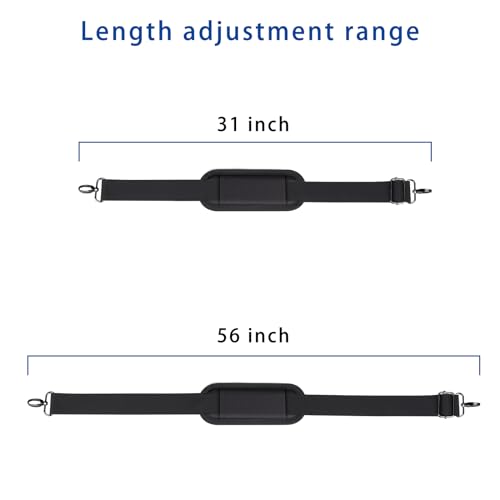 Alfheim 56 inch Adjustable Shoulder Strap with Metal Swivel Hooks, Universal Replacement with Non-Slip Detachable Padded for Laptop Messenger Bag/Shoulder Bag/Briefcase,Black3