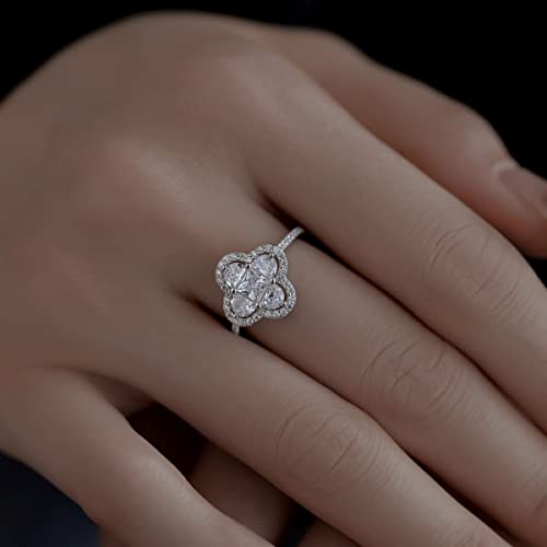 DY120712-S-G-WH-5 Trending Design 18K Gold Plated 925 Sterling Silver Diamond 5a Cubic Zirconia Four Leaf Clover Promise Engage Ring2