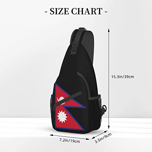 Mochila cruzada unisex Nepal Flag Black resistente miniatura 4