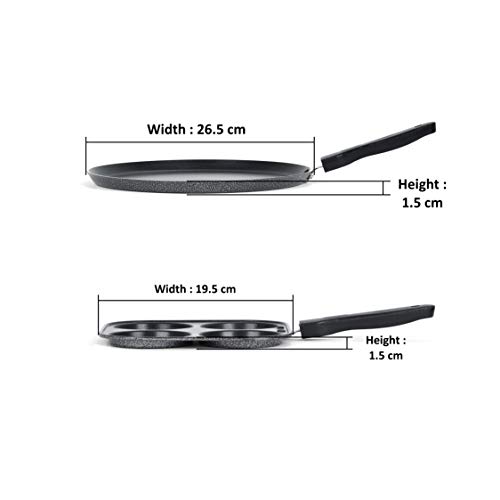 Image of Sumeet NonStick Hopea Cookware Set (Dosa Tawa - 26.5Cm Dia + Mini Multi Snack Maker - 4 Cavity -19.5cm)
