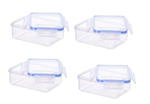 Image of Aristo Lock & Fresh 210 Plastic Storage Container For Storing Snacks, multipurpose use Set of 4-700 ML, Transparent Clear, medium (LOCK&FRESH210) (19 x 13 x 5.5cm)