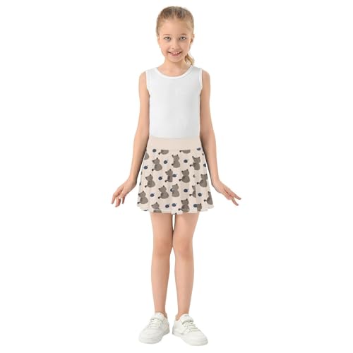 Girls Skorts High Waist Athletic Skirts with Shorts Cute Cat Stretchy Teens Performance Tennis4