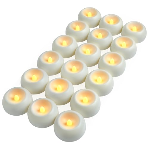 JVURICE 18 Stück LED Schwimmkerzen Warmweiß 6cm Wasserdichte Schwimmende Teelichter mit 100h Brenndauer Flammenlose Batteriebetriebene Kerzen für Pool Hochzeit Badewanne Brunnen Party Deko