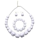 Fycakly Kette Damen Halskette Weiße Perlenkette mit Acrylketten-Set, trendiges Modeaccessoire für...