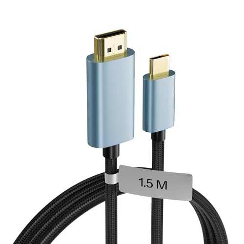 Image of Basesailor USB Type C to HDMI 2.0 Cable 1.5M, High Speed 18Gbps 4K@60Hz UHD Adapter Cord, Male to Male, Compatible with TV, Monitor, Laptop, MacBook, iPad Pro, Type-C Smartphones, Projector & More