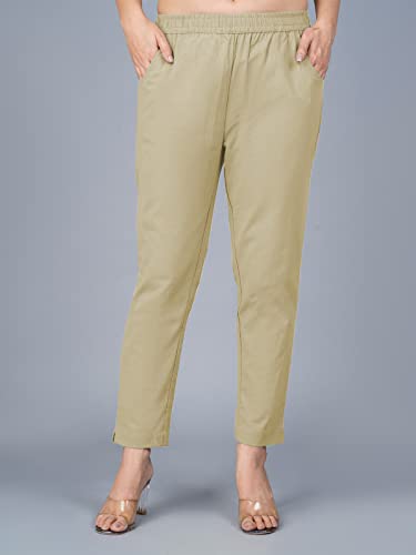 Image of Regular Fit Fully Elastic Waist Ankle Length Premium Cotton Casual Trouser Pant (Combo Pack of 2)