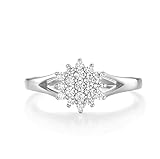 Ladies Wedding/Engagement Sterling 925 Silver 1 Carat White Sapphire Cluster Ring (R)