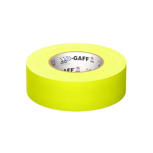 2" Width ProTapes Pro Gaff Premium Matte Cloth Gaffer's Tape With Rubber Adhesive, 50 yds Length x, Fluorescent Yellow (Pack of 1) - Thumbnail 3