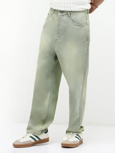 Image of Urbano Fashion Men's Loose Baggy Fit Heavy Washed Jeans Non-Stretchable