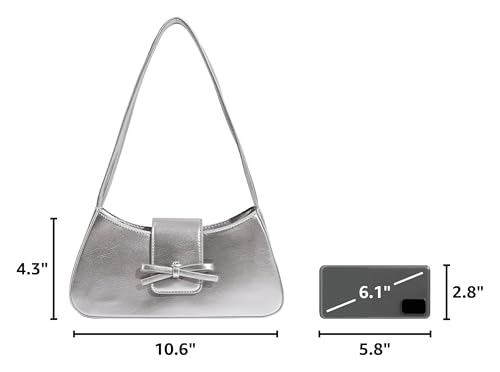 Image of Shoulder Bag for Women, Hobo Handbags Trendy Y2K Purses Patent Leather Clutch Bag Cute Bow Purse