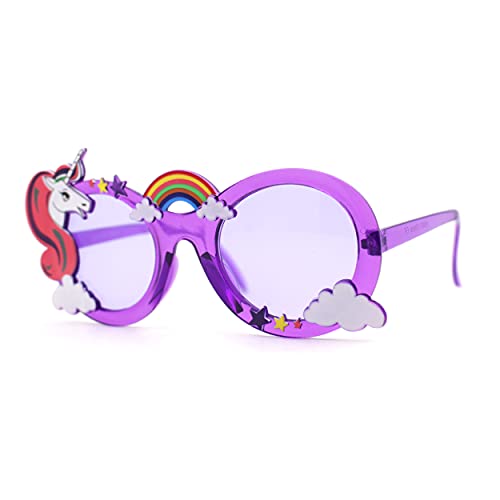 Womens Unicorn Rainbow Cloud Mod Oval Plastic Sunglasses2