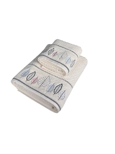 Image of SENSES By Riba Cotton Towel Set 550 GSM - Design 4, 2 Pcs| 1 Bath + 1 Hand Towels Combo | Super Soft, Absorbent, Lightweight, Antimicrobial, Low Linting