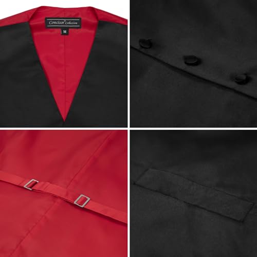 Men's Dress Formal Dress Vest Paisley and Solid Color Vest Necktie Hanky Set4