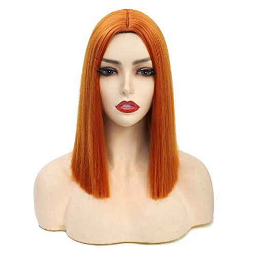 NA Mcspabwhr Light Auburn Wig Synthetic Straight Hair Short Bob Cute Middle Part Shoulder Length Fashion Colorful Wigs (Light Auburn)