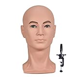 BLTYXT PVC Male Mannequin Head Professional Training Head Bald Manikin Head with Shoulder for Display Headphone Game Console Hats Wigs Jewellery Glasses Facemask Caps Model Head