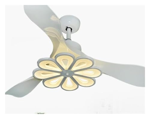 KEuLen Ventilador de Techo con Luz, Ventilador de Techo Reversible de 3 Colores, Regulable, con 6 velocidades y Control Remoto, lámpara de Flores(White)