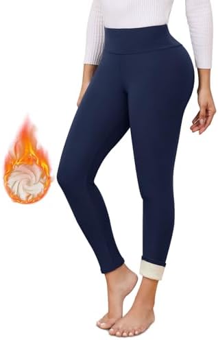 TMEOG Thermo Leggings Damen Gefüttert Thermoleggins Fleece Leggins Winter Thermohose High Waist Leggings Warme Laufhose Sporthose Yogahose mit Teddyfutter Thermounterwäsche Damen