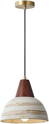 Moderna lámpara colgante retro para dormitorio, estilo retro, con base de latón cepillado vintage con pantalla de cerámica, lámpara de araña para