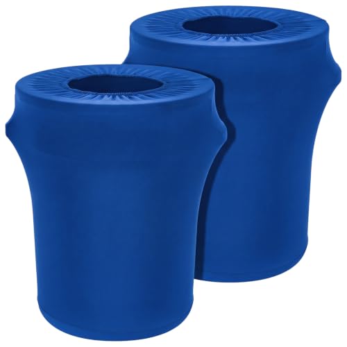 Image of Tanlade 2 Pcs 32 Gallon Stretch Spandex Trash Can Covers Round, Blue
