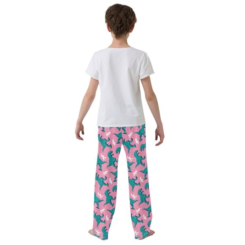 ZZXXB Cool Dinosaur Print Boys Long Pants Soft Trousers Elastic Waist Kids Lounge Bottoms with Pockets S-XL3