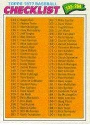 1977 Topps Baseball Card #208 Checklist 133-264