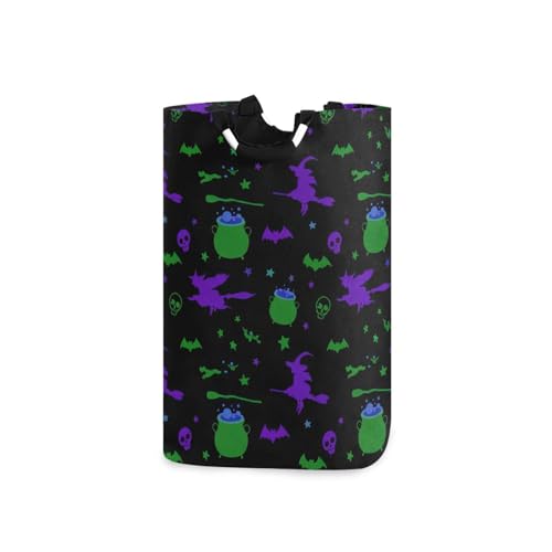 Jihqo Laundry Hamper Basket Halloween Themed Witches Collapsible Nursery Storage Bin Waterproof Clothing Baskets for Home Bedroom Bathroom Washing Room