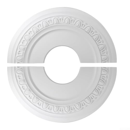 Yhenlovtt Medallón de techo de poliuretano blanco de 12 pulgadas, placa de techo decorativa desmontable para lámparas y ventiladores, moldeado impermeable para bricolaje en el hogar