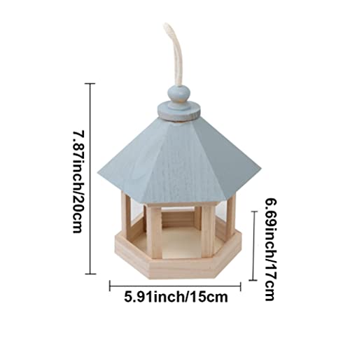 Feeder extérieur en bois suspendu avec corde pour petits oiseaux - 7