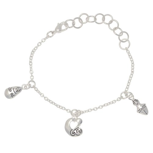 Plastoy Universal Trends Barbapapa P08217 Bracelet à Breloques avec 3 Charms plaqué Argent