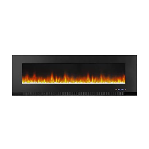 Amazon Basics Wall-Mounted Recessed Electric Fireplace - 60-Inch, Black