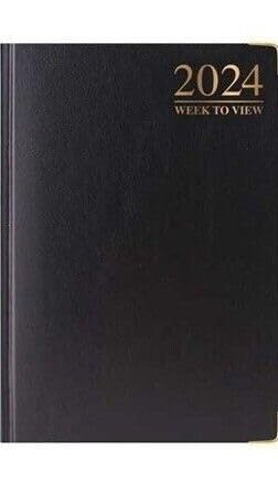 Orbitron 2026 A4 A5 A6 Padded Week To View Diary Full Year Planner Desk Hardback Metal Edge (A5, Black)