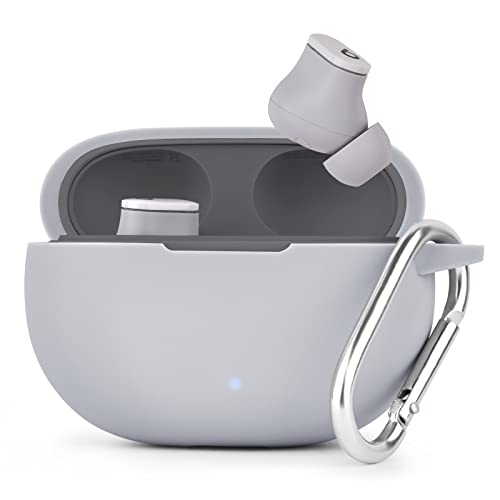 AIRSPO Silicone Case Compatible with Beats Studio Buds Case 2021 Soft Protective Cover for Beats Wireless Earbuds with Keychain (Moon Gray)