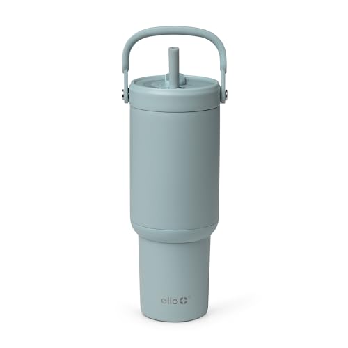 Image of Ello Oasis Go+ 26oz Tumbler with Top Handle and Retracting Straw | Reusable Insulated Stainless Steel Cup, 100% Leakproof Water Bottle, 24 Hours Cold, Cup Holder Friendly For Travel | Salt Water