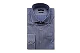 Ajuste regular, cuello recortado, precio al por menor £129, rayas azules, algodón de alta calidad