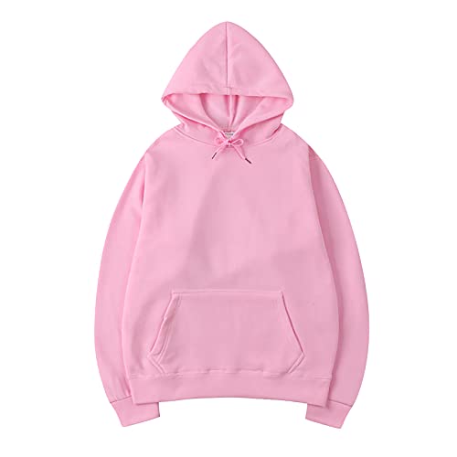 Generic Men's Adult Pink Medium 3D Hoodie Zipper Hoodie Casual Loose Long Sleeve Padded Sweatshirt Pullover Big Pockets Yellow Long Sleeve Sweatshirt