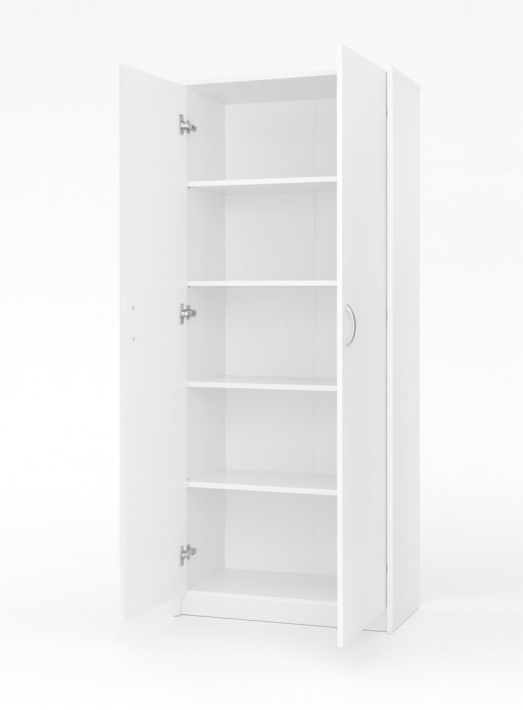 Armadietto alto da ufficio Armadietto multiuso, con 4 ante e 7 scomparti, 235 x 74 x 35 cm (Bianco)