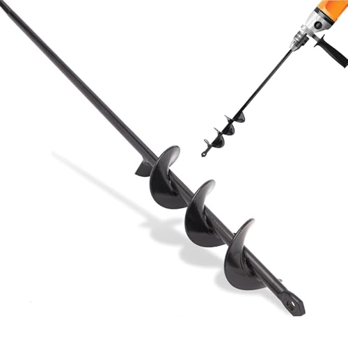 Yolispa Tarière de jardin pour perceuse - 4 x 45 cm - Tige longue - Pour la saleté et la saleté - Jardinières - Pour creuser des trous