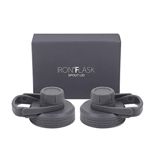 IRON °FLASK Spout Lid for Wide Mouth, Insulated Sports Water Bottles, Chug Lid, BPA Free 2 Lids (Graphite)