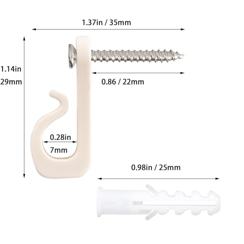 Image of 20 Piece Screw Hook Set, Hooks for screwing, Wall Hooks White, Screw Hooks with Safety Catch, Outdoor Wall Hooks for Hanging，Plant Hangers，Outdoor Hooks String Light(White)