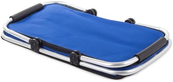 Cestino Termico Picnic, Pieghevole Portatile Pranzo Aperto, Cesto Gite Mare Montagna Parco, Caldo Freddo Alimenti Bevande Lungo, Comfort Maniglie Cerniera Fondo Rigido Anti Scivolo (BLU)