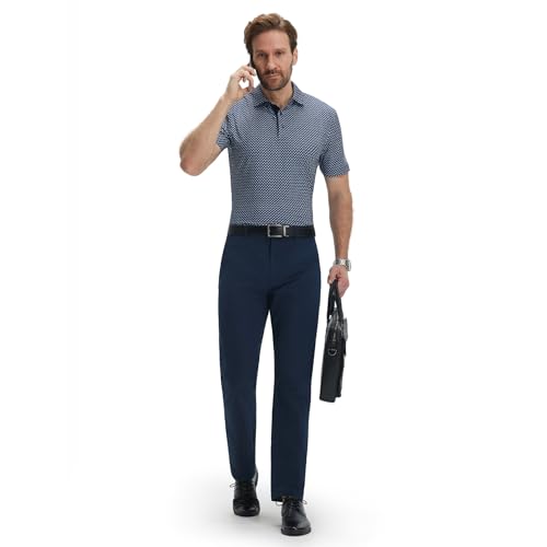 Image of M MAELREG Mens Golf Shirt Short Sleeve Dry Fit Print Moisture Wicking Performance Patterns Collared Polo Shirt