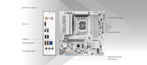 Image of ASRock B860M Challenger WiFi White mATX Motherboard, Intel Core Ultra (Series 2), DDR5 8666+ (OC), PCIe 5.0, 2.5G LAN, WiFi 7, Dr.MOS