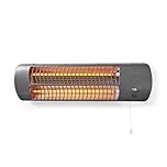 Nedis Bathroom Heater, Electric Wall-Mountable Radiant Heater with 2 Heat Settings (600/1200W), Tiltable Head, IPX4 Rated for Bathrooms - Grey