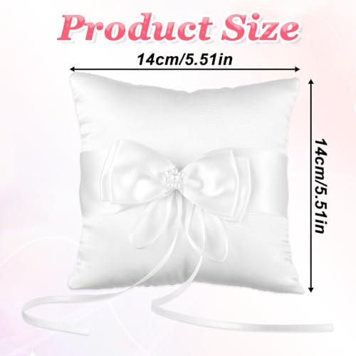 image for Styquenzer Ring Bearer Pillow, 5.5'' X 5.5'' Lovely Bud Bowknot Ring P