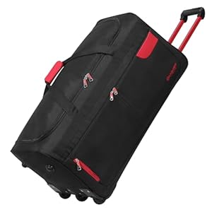 Rocklands® Lightweight Luggage Rolling Holdall Suitcase Wheeled Duffle Bag Cargo Sport Travel Bag RL501 (Red/Black, Medium - 28" (H74 x L37 x W36 cm))
